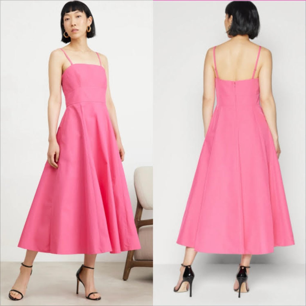 Like New! Kate Spade New York Anita Midi Cocktail Dress Size 6/M Pink Taffeta